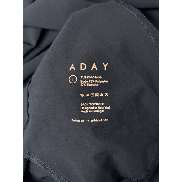 ADAY Shirt Dress Large Womens Black Collared Snap Front Tech Fabric Long Sleeve - Picture 7 of 7